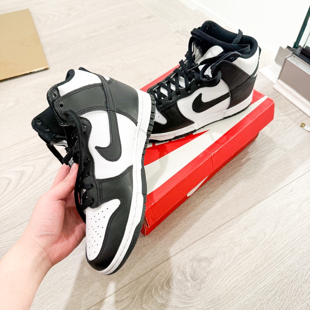 BRAND NEW IN BOX WOMENS NIKE DUNK HIGH PANDA BLACK WHITE SNEAKERS